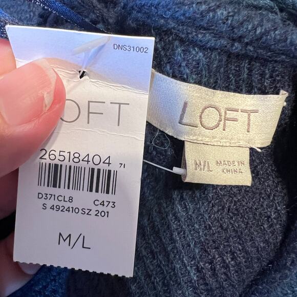 NWT LOFT Blue & Navy Oversized Plaid Open Front Poncho Wrap - Picture 6 of 8